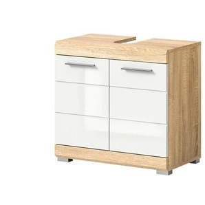 Waschbeckenunterschrank SCHLOONSEE  Breite 60cm  2 Tür  2 Fächer  mit Siphonausschnitt  MDF-Front in verschiedenen Farben erhältlich  Badmöbel  Badschrank  Kommode  Bad  Schloonsee ¦ weiß ¦ Maße (cm): B: 60 H: 56 T: 34.0