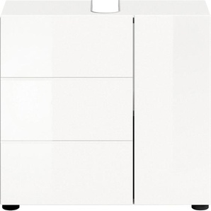 Waschbeckenunterschrank WELLTIME Biel Schränke Gr. B/H/T: 60 cm x 56 cm x 34 cm, 2 St., weiß Bad-Waschbecken-Unterschränke Badmöbel, 2 Türen, asymetrisch, Breite 60 cm