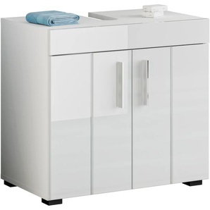 Waschbeckenunterschrank WELLTIME Triest Schränke Gr. B/H/T: 60 cm x 56 cm x 35 cm, 2 St., weiß (weiß hochglanz mdf tz, nb) Bad-Waschbecken-Unterschränke