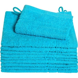 Waschhandschuh DYCKHOFF Kristall Waschlappen Gr. B/L: 16 cm x 21 cm, blau (türkis) Waschhandschuhe Waschlappen mit Bordüren