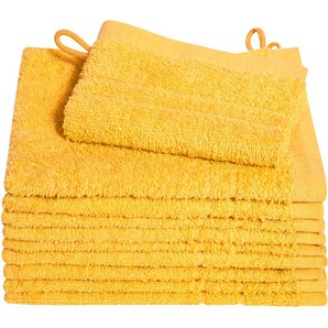 Waschhandschuh DYCKHOFF Kristall Waschlappen Gr. B/L: 16 cm x 21 cm, goldfarben (goldgelb) Waschhandschuhe Waschlappen mit Bordüren