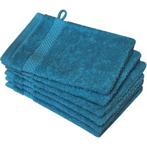 Waschhandschuh DYCKHOFF Planet Waschlappen Gr. B/L: 16 cm x 21 cm, blau (petrol) Waschhandschuhe Waschlappen