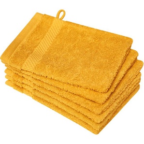 Waschhandschuh DYCKHOFF Planet Waschlappen Gr. B/L: 16 cm x 21 cm, gelb (mango) Waschhandschuhe Waschlappen