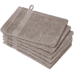 Waschhandschuh DYCKHOFF Planet Waschlappen Gr. B/L: 16 cm x 21 cm, grau (taupe) Waschhandschuhe Waschlappen