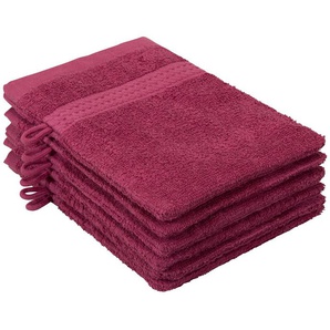 Waschhandschuh MY HOME Juna Waschlappen Gr. B/L: 16 cm x 21 cm, lila (beere) Waschhandschuhe Waschlappen im Set und als Serie, Bordüre, Uni-Farben, Waschlappen, 100% Baumwolle