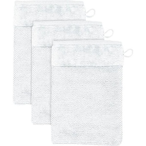 Waschlappen MÖVE MÖVE Bamboo Luxe 3er Set Waschhandschuh Gr. B/L: 15 cm x 20 cm, weiß (snow) Waschhandschuhe Waschlappen mit seidig glänzenden Bordüren