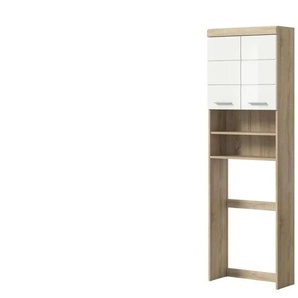 Waschmaschinenumbauschrank SCHLOONSEE  Breite 63cm  für Waschmaschine & Trockner  2 Türen  MDF-Front  in verschiedenen Farben  Überbauschrank  Umbauschrank  Badschrank  Schloonsee ¦ weiß ¦ Maße (cm): B: 63 H: 191