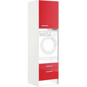 Waschmaschinenumbauschrank IMPULS KÜCHEN Turin, Breite 64 cm Schränke Gr. B/H/T: 64 cm x 220,6 cm x 68,5 cm, rechts, 1 St., rot (rot hochglanz) Zubehör für Waschmaschinen