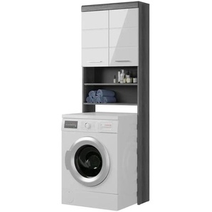Waschmaschinenumbauschrank SCHLOONSEE  Breite 63cm  für Waschmaschine & Trockner  2 Türen  MDF-Front  in verschiedenen Farben  Überbauschrank  Umbauschrank  Badschrank  Schloonsee ¦ weiß ¦ Maße (cm): B: 63 H: 191