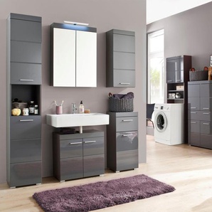 Waschmaschinenumbauschrank TRENDTEAM Avena Schränke Gr. B/H/T: 63 cm x 187 cm x 24 cm, 2 St., grau (grau, hochglanz) Zubehör für Waschmaschinen Schränke Höhe 187 cm, Nische 60 cm Breite