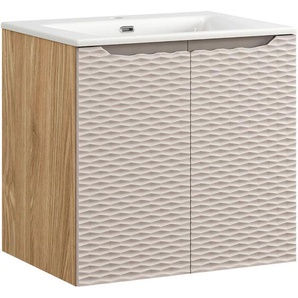 Waschtisch 60cm, Eiche mit beige, OLUO-56-BEIGE