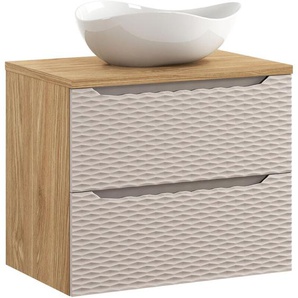 Waschtisch 70cm, Eiche mit beige, OLUO-56-BEIGE
