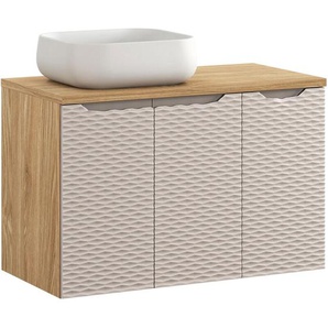 Waschtisch 90cm, Eiche mit beige, OLUO-56-BEIGE