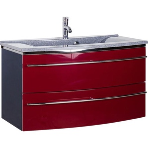 Waschtisch MARLIN 3040 Waschtische Gr. Beckenfarbe: Granit Grau abgerundet, rot (rot, anthrazit) Waschtische