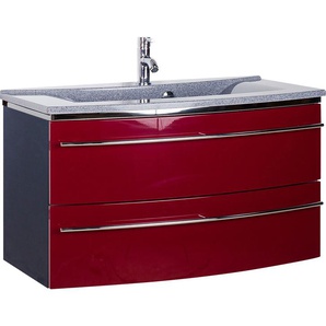 Waschtisch MARLIN 3040 Waschtische Gr. Beckenfarbe: Granit Grau abgerundet, rot (rot, anthrazit) Waschtische Breite 92,4 cm