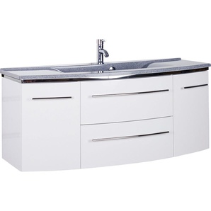 Waschtisch MARLIN 3040 Waschtische Gr. Beckenfarbe: Granit Grau abgerundet, weiß (weiß, weiß) Waschtische Breite 122 cm
