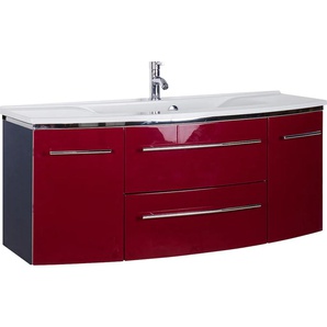 Waschtisch MARLIN 3040 Waschtische Gr. Beckenfarbe: Granit Weiß abgerundet, rot (rot, anthrazit) Waschtische Breite 122 cm