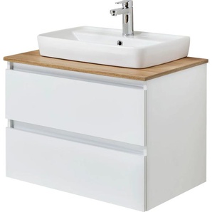Waschtisch SAPHIR Quickset 360 Waschplatz mit Keramik-Aufsatzbecken, wandhängend Waschtische weiß (weiß glanz, glanz) Waschtische