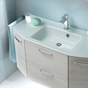 Waschtisch SAPHIR Quickset Waschplatz inkl. Glaswaschtisch, 112 cm breit, 2 Türen Waschtische weiß (eiche weiß, eiche weiß) Waschtische