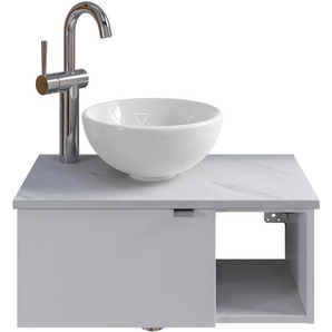 Waschtisch SAPHIR Serie 6915 Waschschale mit Unterschrank für Gästebad, Gäste WC Waschtische Gr. Türanschlag links-Armatur links, weiß (weiß glanz, marmor weiß, glanz) Waschtische
