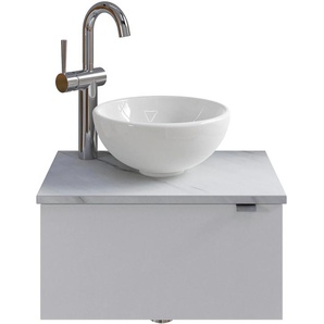 Waschtisch SAPHIR Serie 6915 Waschschale mit Unterschrank für Gästebad, Gäste WC Waschtische Gr. Türanschlag links-Armaturbohrung links, weiß (weiß glanz, marmor weiß, glanz) Waschtische
