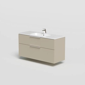 Waschtisch WELLTIME Ahus, grau (taupe), B:121cm H:61,8cm T:46cm, FSC-zertifizierter Holzwerkstoff, Waschtische, Mit Soft-Close-Funktion, Vollauszüge, inkl. Becken, Breite 120 cm