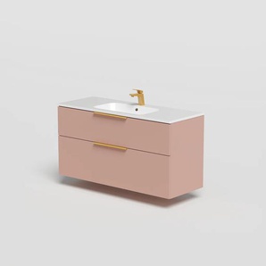 Waschtisch WELLTIME Ahus, pink, B:121cm H:61,8cm T:46cm, FSC-zertifizierter Holzwerkstoff, Waschtische, Mit Soft-Close-Funktion, Vollauszüge, inkl. Becken, Breite 120 cm
