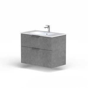 Waschtisch WELLTIME Ahus Waschtische Gr. 80 cm, grau (concrete) Waschtische mit Soft-Close-Funktion, Vollauszüge, inkl. Waschbecken Breite 80 cm