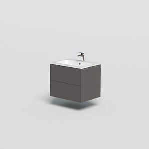 Waschtisch WELLTIME D-Line Waschtische grau (grau, grau) Waschtische Badmöbel mit Keramik Waschbecken, Soft-Close-Funktion, Breite 80 cm