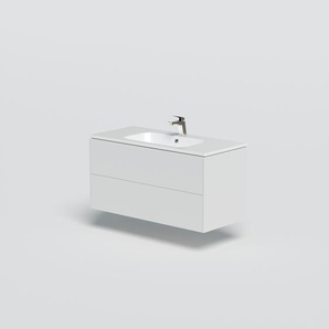 Waschtisch WELLTIME D-Line Waschtische weiß (weiß, weiß) Waschtische Badmöbel mit Keramik Waschbecken, Soft-Close-Funktion, Breite 101 cm