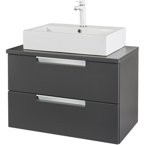 Waschtisch WELLTIME Malibu, grau (graphitfarben), B:80cm H:67cm T:47cm, Waschtische, 80 cm Breite