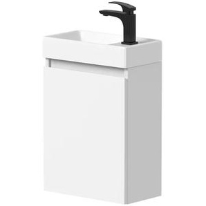 Waschtisch WELLTIME Mini Waschtische Gr. Türanschlag rechts Rechteck, weiß (weiß, weiß) Waschtische Breite 40cm, mit Soft-Close-Funktion, FSC zertifiziert