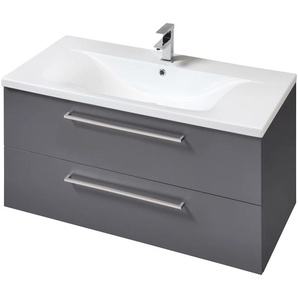 Waschtisch WELLTIME Torino, grau (grau, matt), B:100cm H:59cm T:45cm, Waschtische, Breite 100 cm