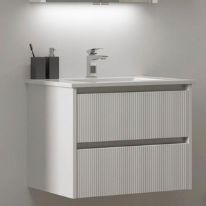 Waschtisch WELLTIME Urban Waschtische Gr. Aluminium-Profile, weiß (weiß matt, weiß) Waschtische mit Keramik Waschbecken, 2 Schubladen Softclose, Breite 60 cm