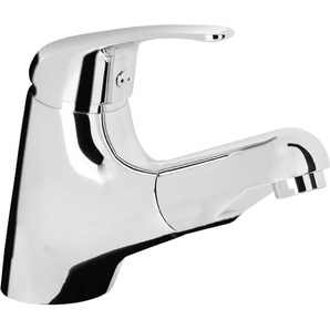 Waschtischarmatur CORNAT Stilo Neo Armaturen Gr. B/H/T: 15 cm x 38,5 cm x 9,5 cm, grau (chrom) Waschtischarmaturen mit langlebigen Keramikdichtscheiben, Einhebelmischer