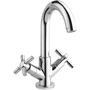 Waschtischarmatur CORNAT Tratto Armaturen Gr. B/H/T: 14,5 cm x 36,8 cm x 21,4 cm, silberfarben (verchromt) Waschtischarmaturen Zweigriffarmatur, Wasserhahn