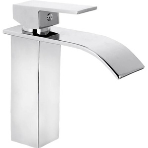 Waschtischarmatur CORNAT WT EHM Wasserfall chrom Armaturen Gr. B/H/T: 21 cm x 8,5 cm x 8,5 cm, grau (chromfarben) Waschtischarmaturen Schwall-Auslauf