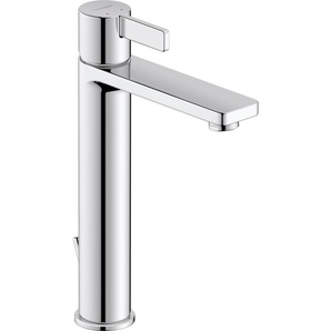 Waschtischarmatur DURAVIT D-Neo Waschtischmischer, Größe L, mit Zugstangen-Ablaufgarnitur Armaturen Gr. B/H/T: 5,0 cm x 27,0 cm x 18,4 cm, silberfarben (chrom) Waschtischarmaturen mit AquaControl und AirPlus, Ausladung 13,9 cm, Chrom