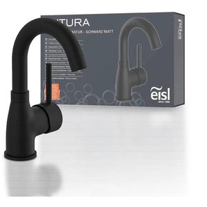 Waschtischarmatur EISL FUTURA Armaturen Gr. B/H/T: 5 cm x 23 cm x 16 cm, Hochdruck, schwarz (schwarz matt) Waschtischarmaturen 360 schwenkbar, energiesparend, Marken-Mischdüse