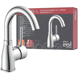 Waschtischarmatur EISL Futura Armaturen Gr. B/T: 10 cm x 13,2 cm, grau (chromfarben) Waschtischarmaturen Niederdruckarmatur, mit Energiesparfunktion Cold Start, Mischbatterie