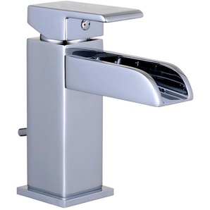 Waschtischarmatur EISL WATERWAY Armaturen Gr. B/H: 4,2 cm x 15,5 cm, silberfarben (chrom) Waschtischarmaturen mit Zugstange, Wasserfall, Mischbatterie, Chrom