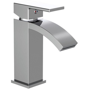 Waschtischarmatur SCHÜTTE Cascata Armaturen Gr. B/H/T: 5,5 cm x 18,3 cm x 16,5 cm, grau (chromfarben) Waschtischarmaturen mit Zugstange, Ablaufgarnitur, Mischbatterie, Chrom