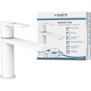 Waschtischarmatur SCHÜTTE MANHATTAN Armaturen Gr. Hochdruck, weiß (weiß matt) Waschtischarmaturen Verbrühschutz, wassersparend, Marken-Mischüse