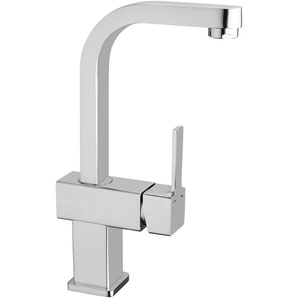 Waschtischarmatur SCHÜTTE Signo Armaturen Gr. B: 9,8 cm, grau (chrom) Waschtischarmaturen Wasserhahn Bad für Aufsatz-Waschbecken, Mischbatterie Waschbecken