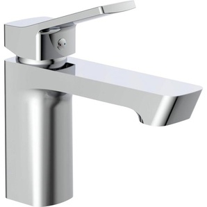 Waschtischarmatur SCHÜTTE Stilo Armaturen Gr. B/H/T: 4,8 cm x 15,9 cm x 17,2 cm, grau (chrom) Waschtischarmaturen Wasserhahn mit Ablaufgarnitur, Mischbatterie Pop Up Abflussstopfen