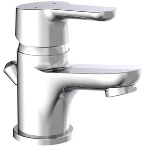 Waschtischarmatur SCHÜTTE Vico Armaturen Gr. B: 4,6 cm, grau (chrom) Waschtischarmaturen mit Zugstange, Ablaufgarnitur, Mischbatterie