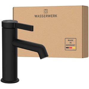 Waschtischarmatur WASSERWERK WT 11 Armaturen Gr. B/H/T: 5 cm x 16,5 cm x 16 cm, schwarz (schwarz matt) Waschtischarmaturen inkl. Popup, wassersparend