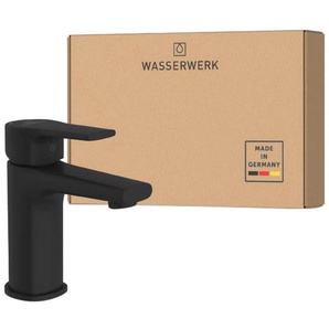 Waschtischarmatur WASSERWERK WT 13 Armaturen Gr. B/H/T: 5,5 cm x 16 cm x 15,5 cm, schwarz (schwarz matt) Waschtischarmaturen inkl. Popup, wassersparend