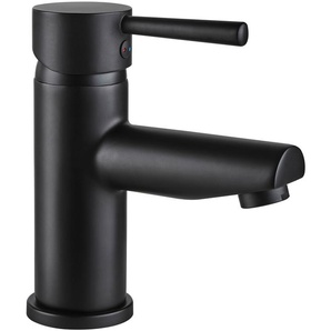 Waschtischarmatur WELLTIME Paris black Armaturen Gr. B/H/T: 5,5 cm x 16,2 cm x 14,8 cm, schwarz Waschtischarmaturen bleifreie Edelstahl-Armatur, Waschtischarmatur mit starren Auslauf