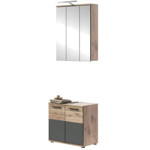 Waschtischkombination - grau - Materialmix - 60 cm - 190 cm | Möbel Kraft